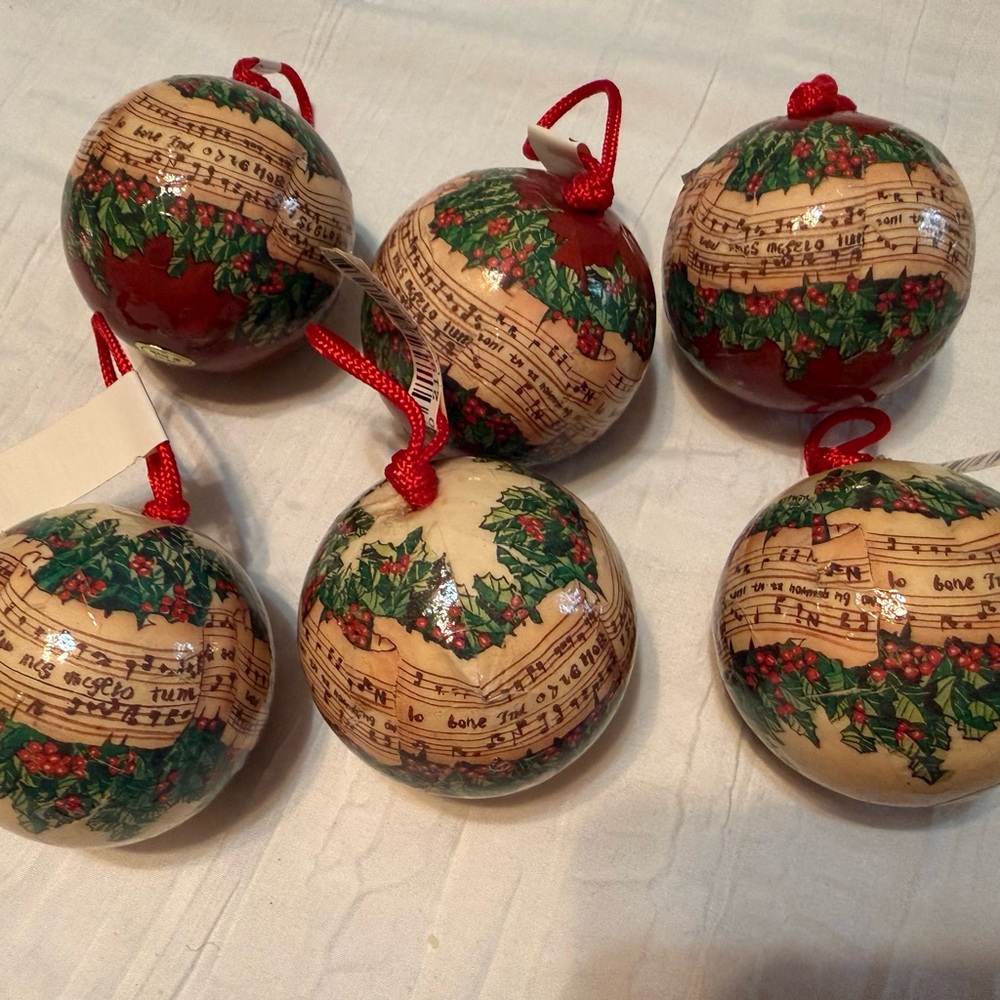 Holiday Music Sheet Ornaments - Cream and Red